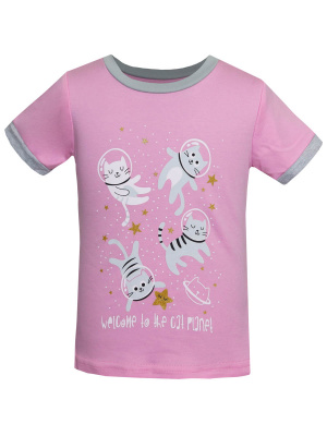 Пижама-футболка с кошками - Размер 140 - Цвет розовый - Картинка #2